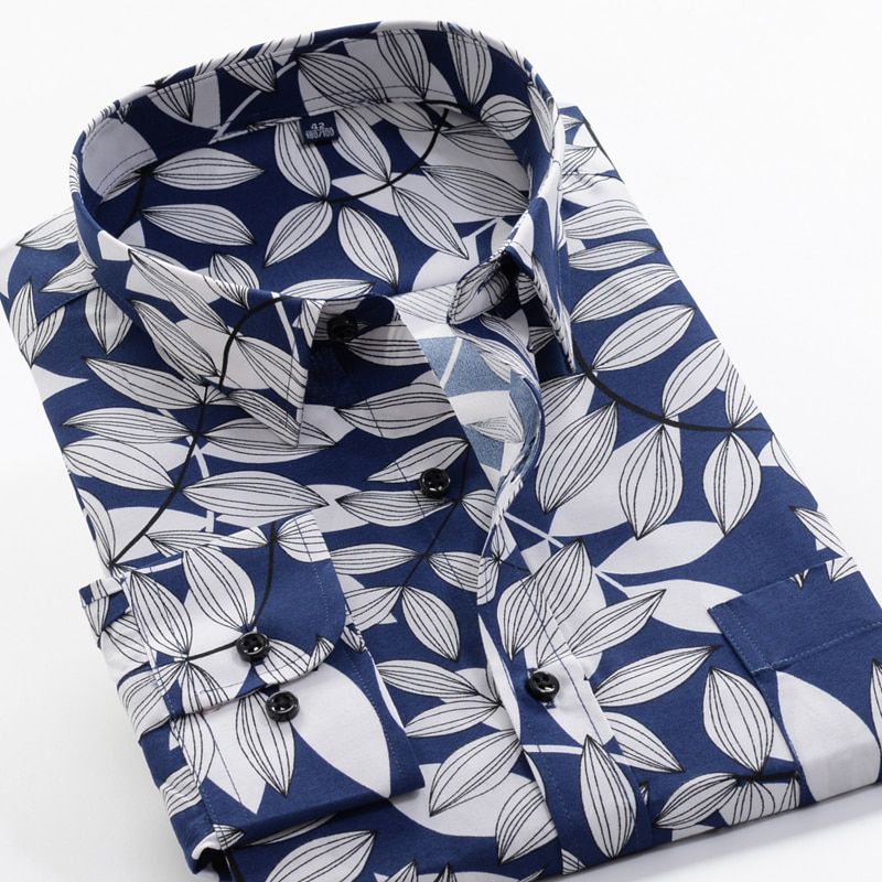6XL 7XL 8XL 9XL 10XL Large Size Flower Print Men's Fashion Casual Long Sleeve Shirt 2021 Spring New Youth Brand Shirt 24 colors