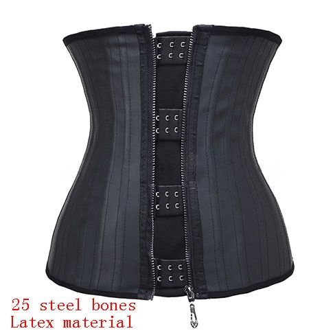 6XL Modeling S Corset Latex Waist Trainer with Zipper Belly Slimming Sheath Belt Waist Cincher 25 Steel Bones Body Shaper