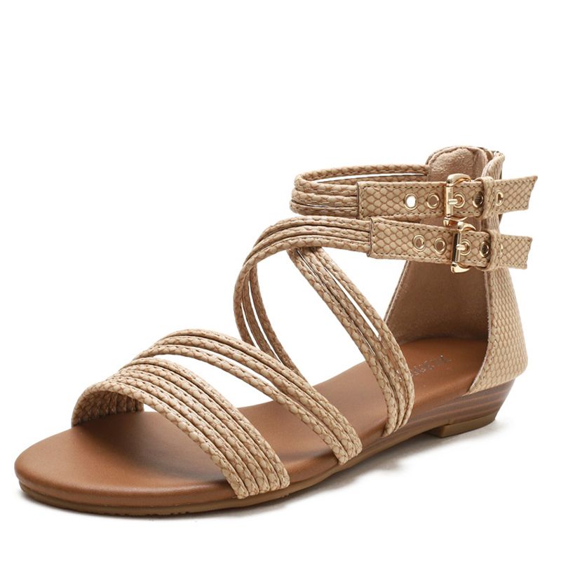 Ladies Summer Wedge Sandals Open-Toe Thick-Soled Roman Style Sandals, Size: 42