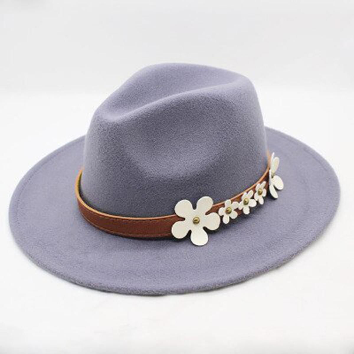 Autumn Winter Brim Fedora Men Brown Jazz Hat Flat Brim Felt Trilby Wool Bowler Hats for Women Jewish Hat