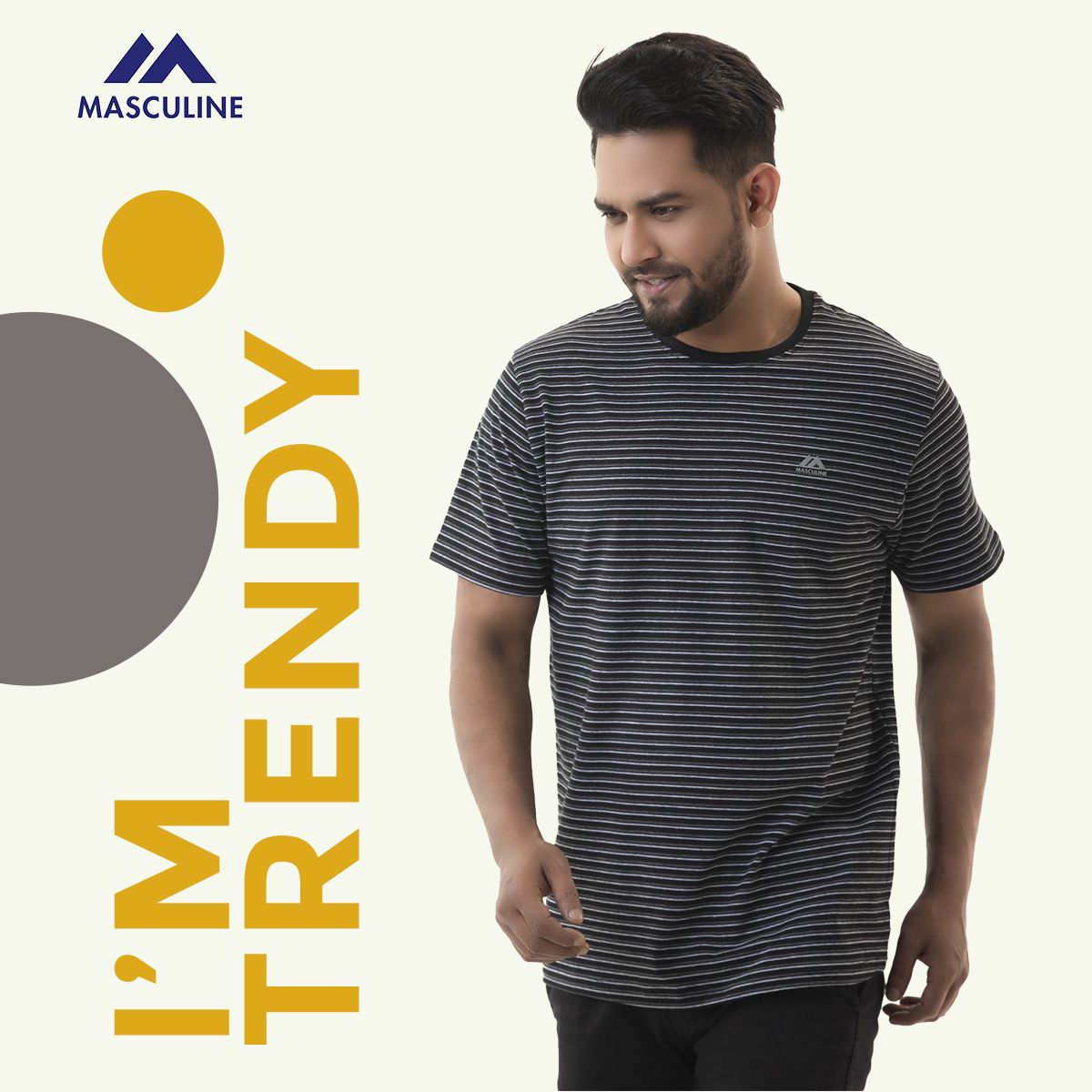 Stripe Round Neck Pocket T-Shirt