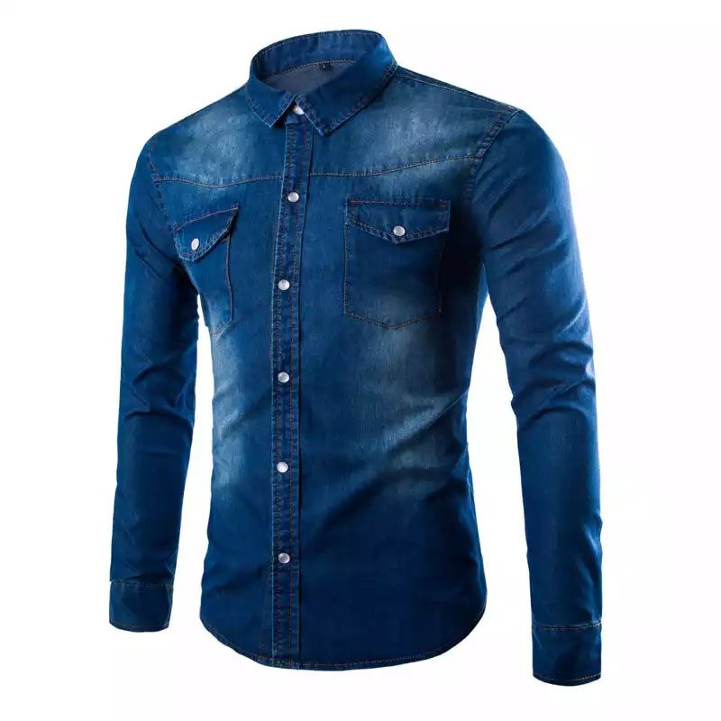 Denim Long Sleeve Casual Shirt for Men