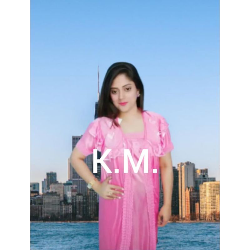 Fashionable 2 Part Nighty Ladies Sexy Silk Satin Night Dress two part Sleeveless Nighties Nightgown Nightdress Lace Sleepwear Nightwear Nighty For Women - Night Dress For Women - Night Dress For Women