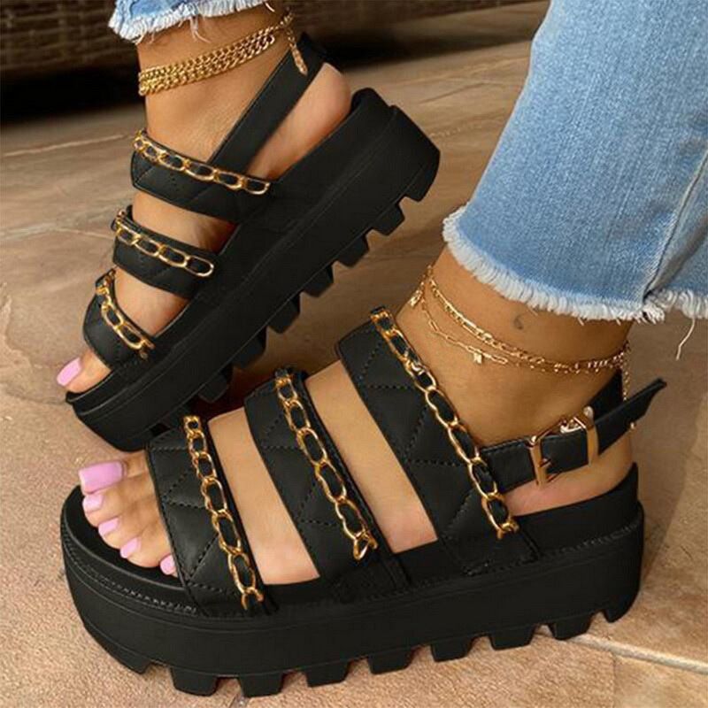 Summer Shoes Woman Flat Platform Sandals Women Soft Buckle Casual Shoes Open Toe Gladiator Wedges Women Sandals