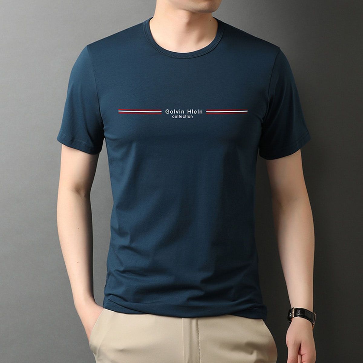 95% Cotton 5% Spandex Brand Print Plain Tops Summer t Shirt Men 2022 Round Neck Short Sleeve Casual Fashion Mens Clothes