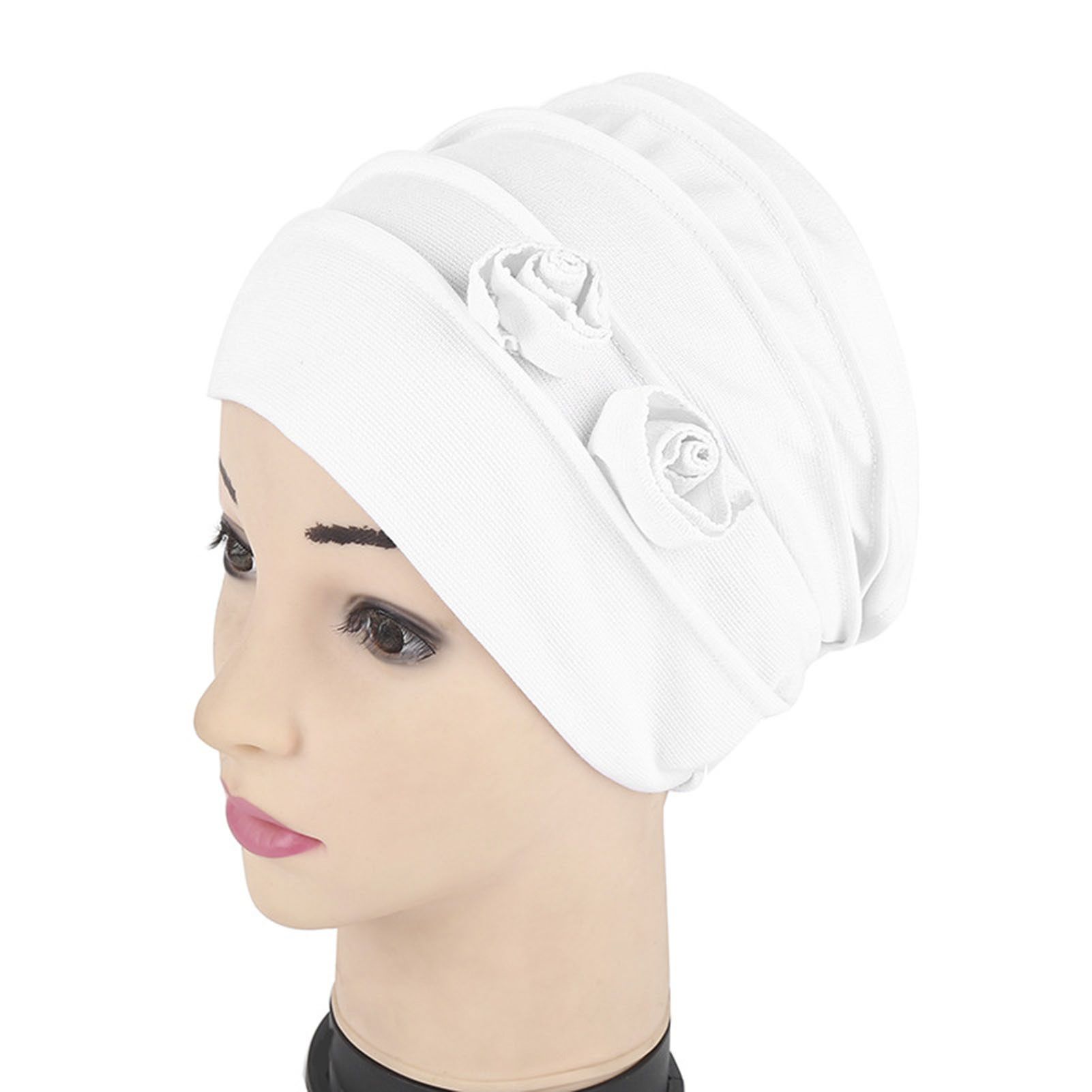 Turban Cap Solid Color Brimless Pure Color Beanie Headwrap