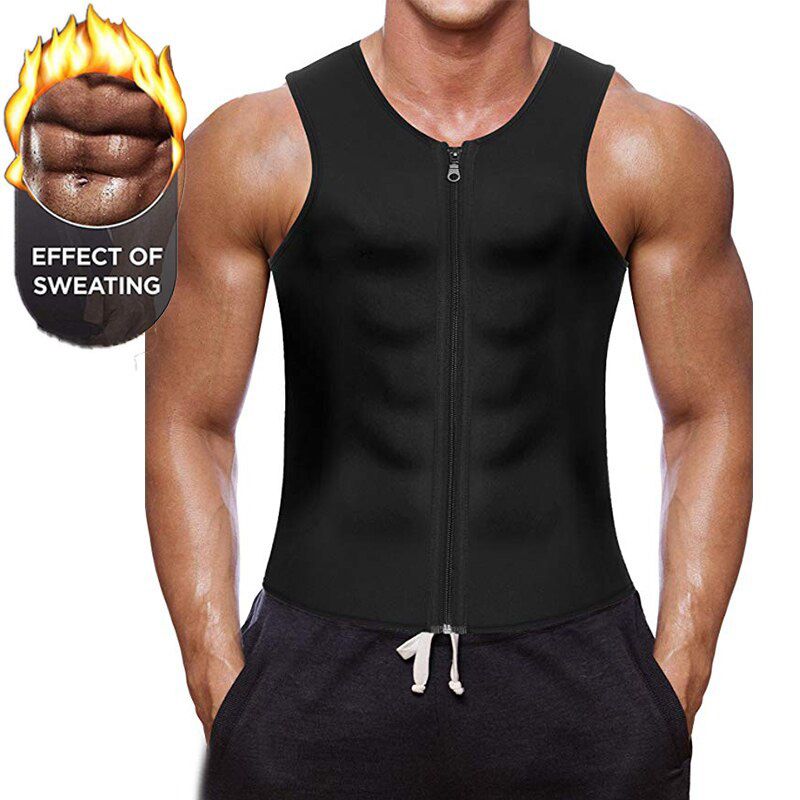 Men's Zipper Sport Corset Gym Fitness Bodybuilding Vest Stomach Shaper Flat Chest Tightener Waist Trainer Shapewear