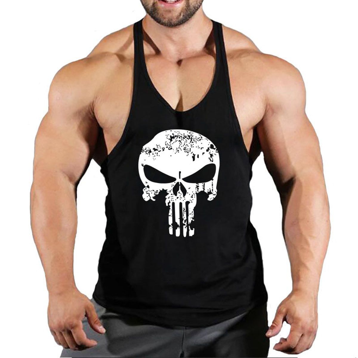 Muscular men's cotton gym vest men's sleeveless vest boys bodybuilding clothing undershirt fitness string vest