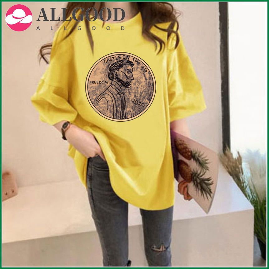 Hirsionsan Printed Turtleneck 100%cotton T Shirt Women  Spring New Korean Kawaii Vintage Female Tees Gothic Soft Loose Tops