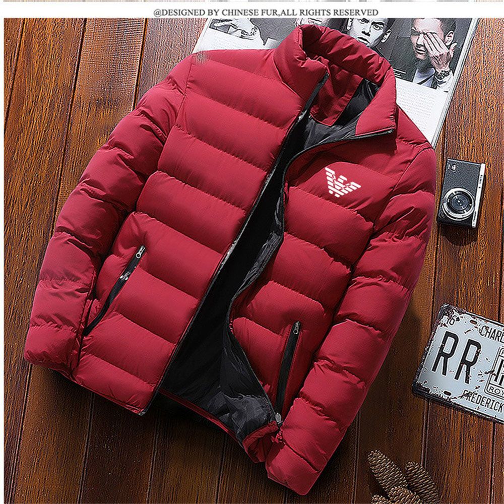 Winter jacket men's fashion stand-up collar men's jacket outdoor camping men's solid color thickened jacket jacket men's parka