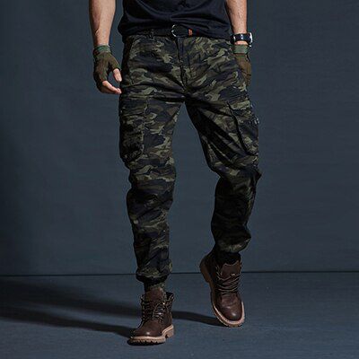 Men's High Street Style ShruLeg Leg Jogging Tooling Function Multi-pocket Legging Trousers Slim Leg Slacks
