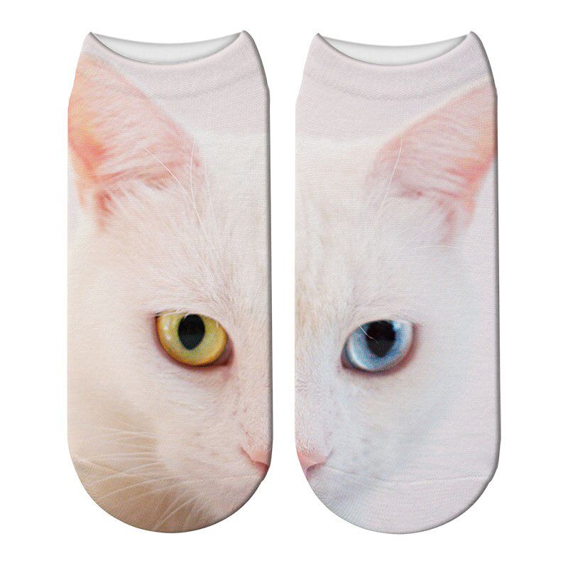Cat Face 3D Printing Female Socks Women Harajuku Pet Cute Socks Cat Pattern Low Cut Ankle Socks Calcetines Mujer Casual Hosiery