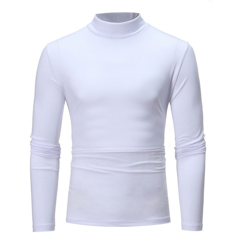 Jodimitty Winter Warm Half High Collar Fashion Thermal Underwear Men Mock Neck Basic T-shirt Blouse Pullover Long Sleeve Top