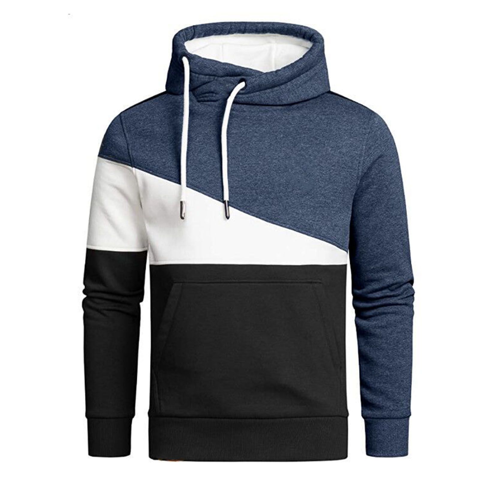 Pullover Sweatshirt Thickened Color Block Drawstring Pullover Hoodie