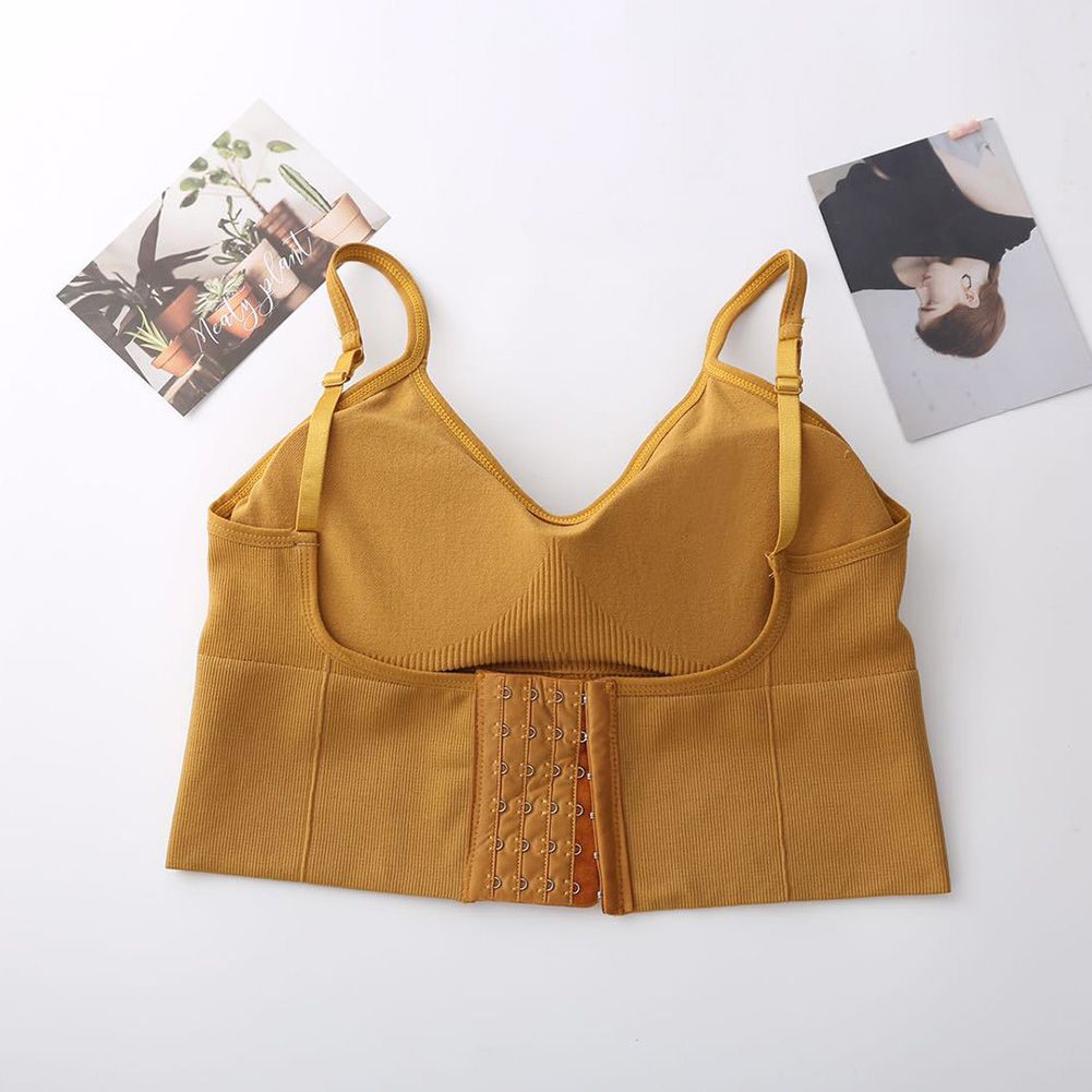 Big Size Camisole Tops Bottoming Tanks Tops With Chest Pad Spaghetti Strap U-shaped Beauty Back Croptop
