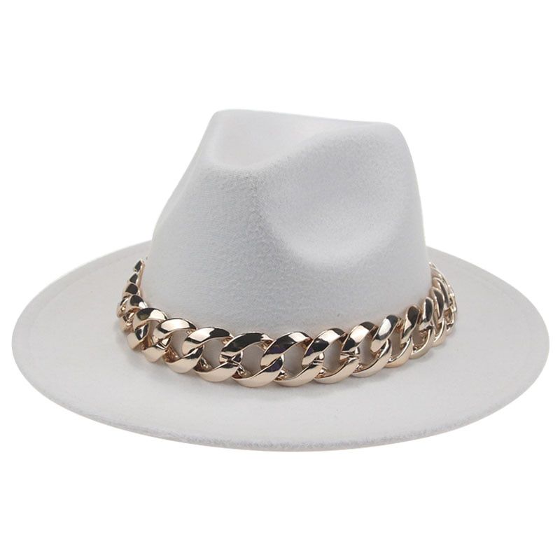 womens's hat wide brim Thick chain band black beige hats for men panama cowboy cowgirl luxury fedora hats sombrero hombre