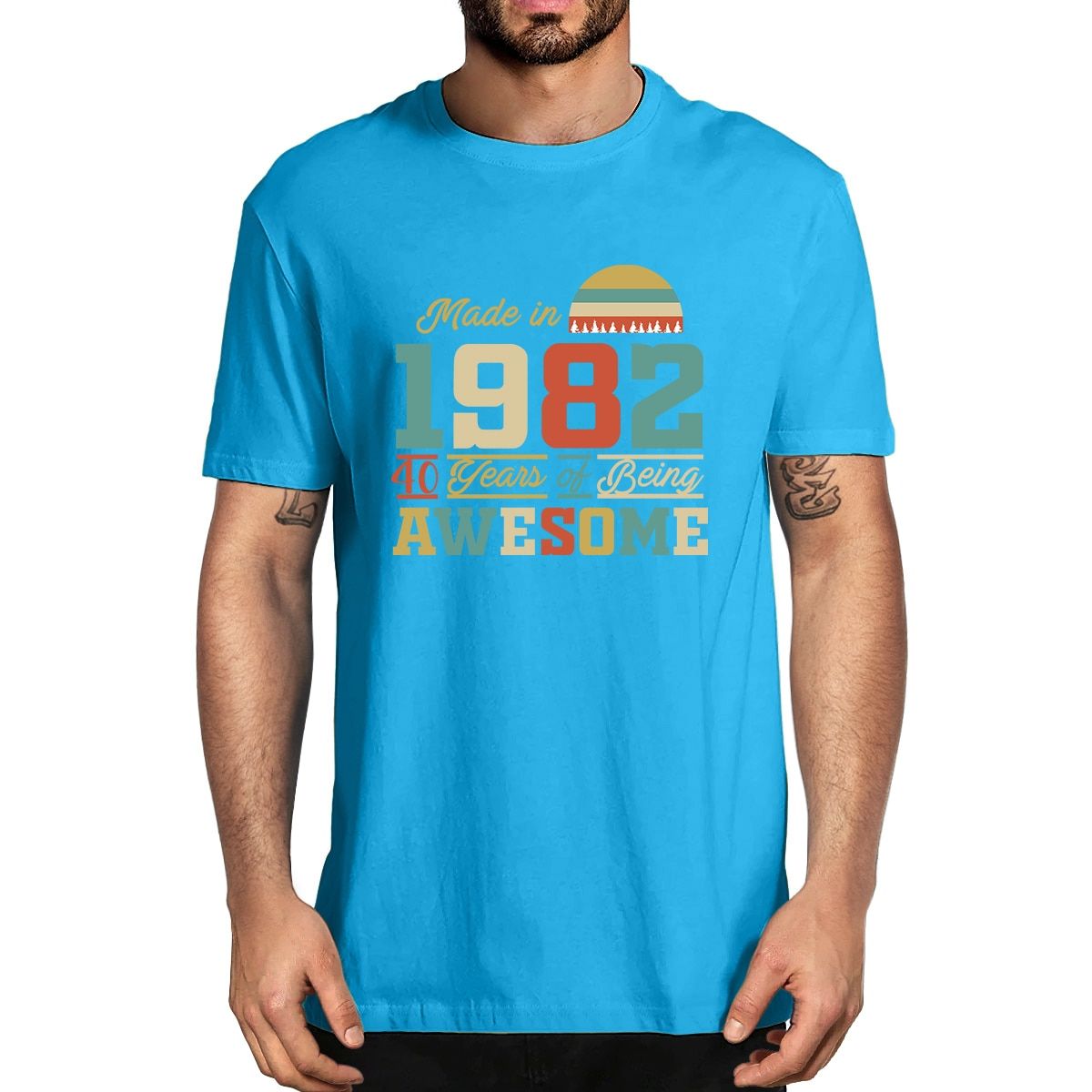 100% Cotton 1982 40 Years of Being Awesome 40th Birthday Gifts Men's Novelty T-Shirt Women Casual Streetwear Harajuku Tee Top