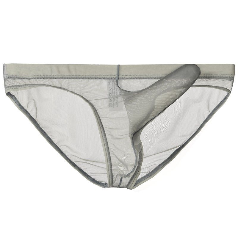 Brand Men Transparent Mesh Male Sexy Elephant Nose Big  Pouch Briefs Gay Panties Male Lingerie Underpants