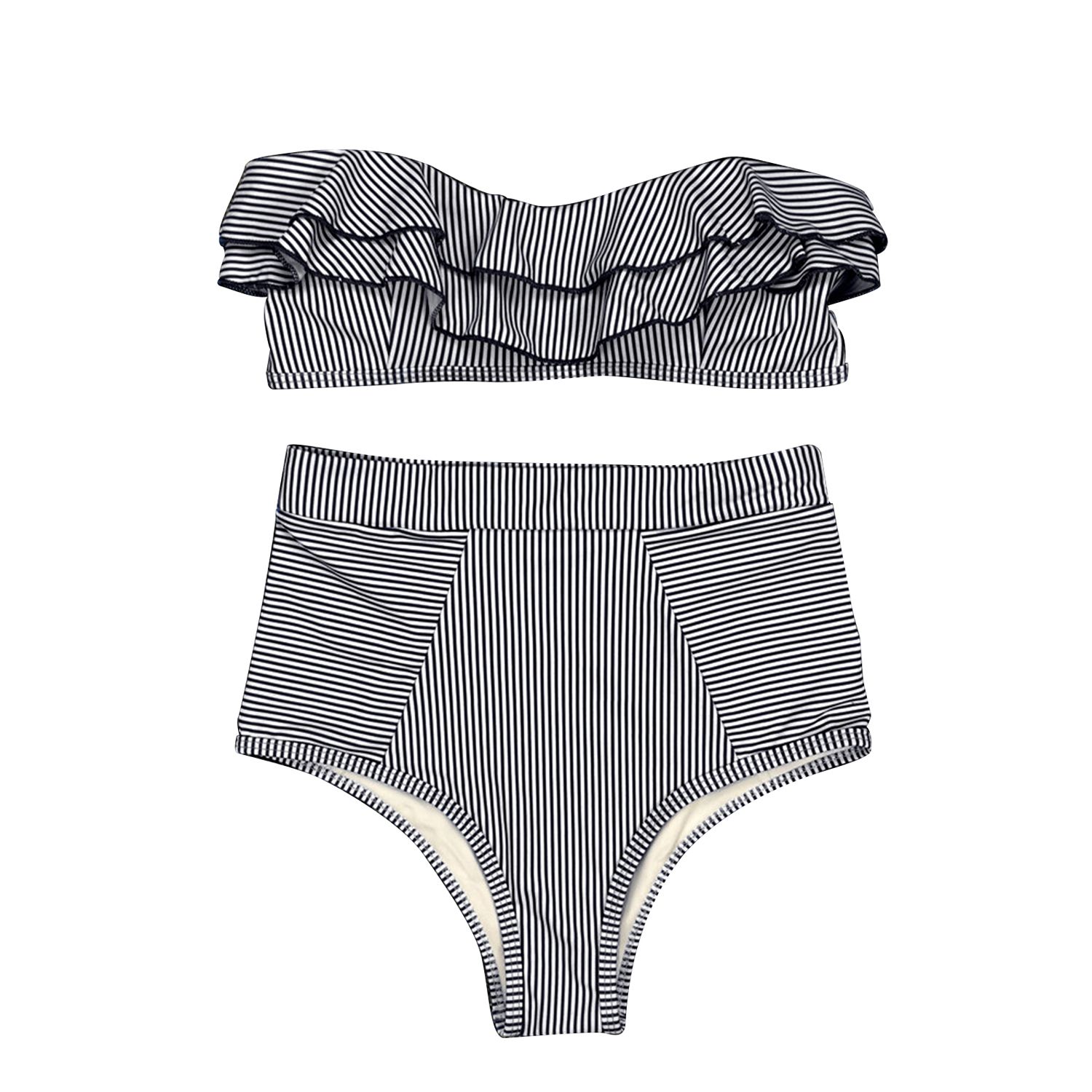Bikini Split Ruffle Polyester Girls Style Swimsuit for Beach