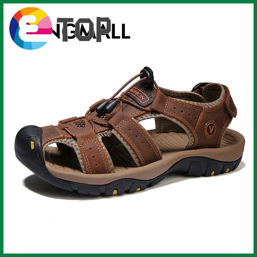 Men Leather Sandals Outdoor Sport Hiking Shoes Water Shoes Running Sneakers Quick Dry Trekking Sneakers Sport Fisherman Beach Shoes