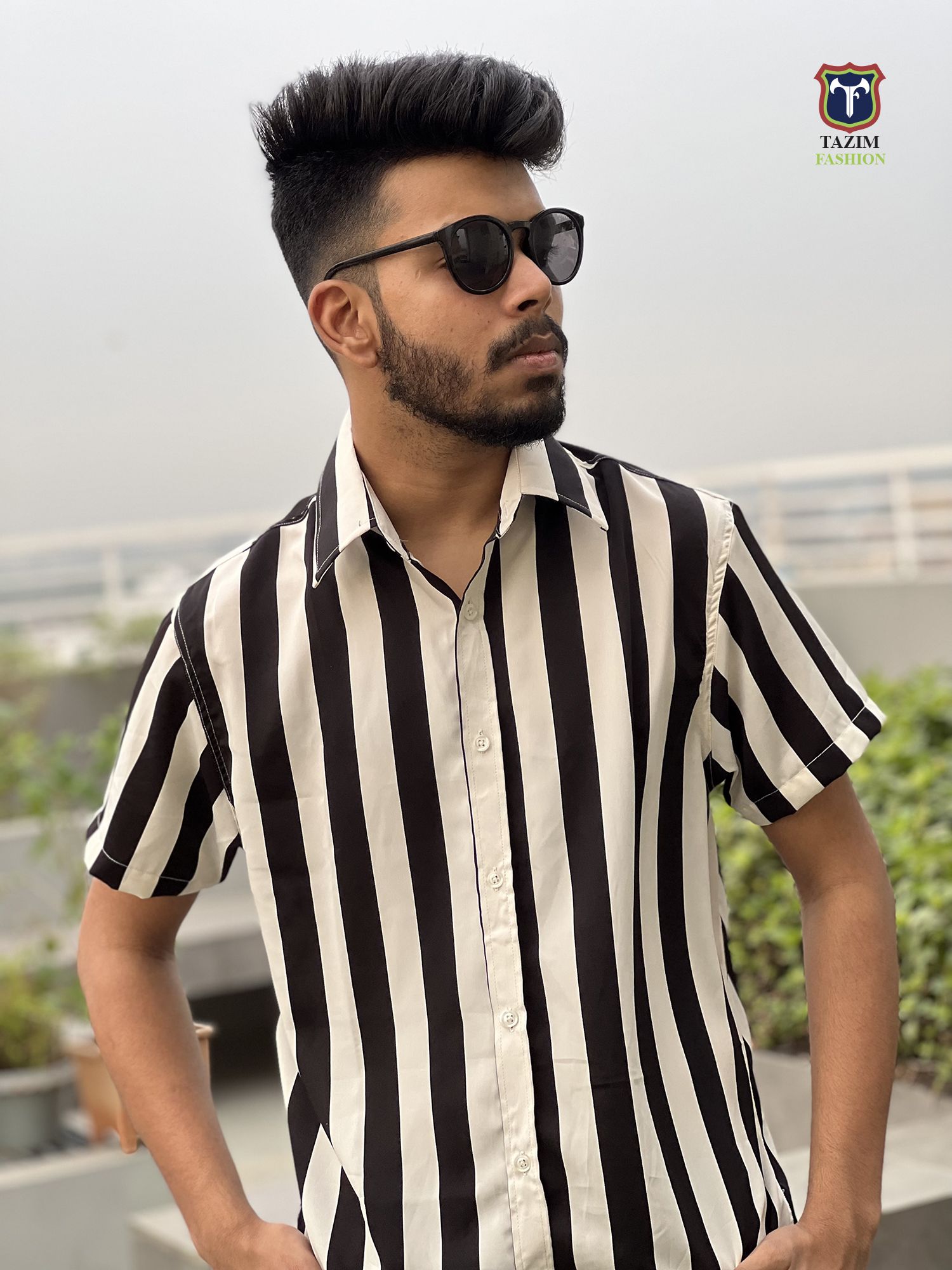 Mens Ethnic Short Sleeve Casual Cotton Linen Printing Hawaiian Shirt By Tazim Fashion