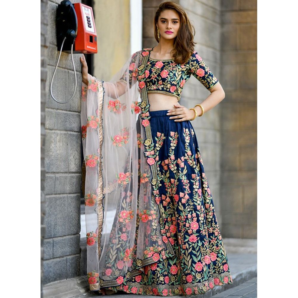 Wedding Lehenga- Semi Stiched With Weightless Georgette Heavy Soft Dress Best Quality Embroidery Work Anarkali Lehanga For Girl And Only Women.