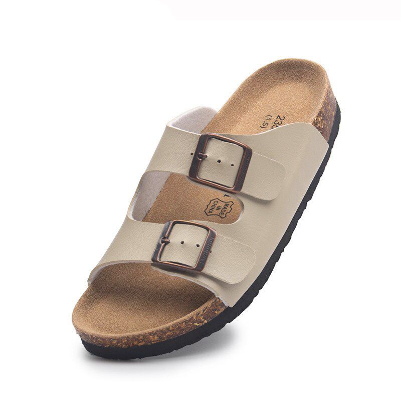 Summer Beach Cork Slippers Casual Double Buckle Non-slip Clogs Slides Women Slip on Flip Flop Shoe