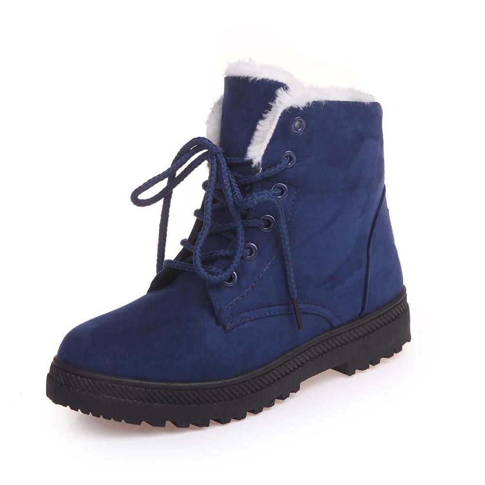 Plus Size Women Winter Flat Warm Boots Femme Casual Comfortable Snow  Shoes