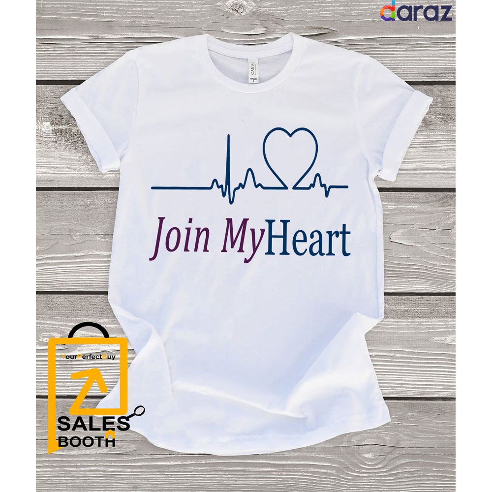 White Short Sleeves T-Shirt  Join My Heart - T Shirt - T Shirt