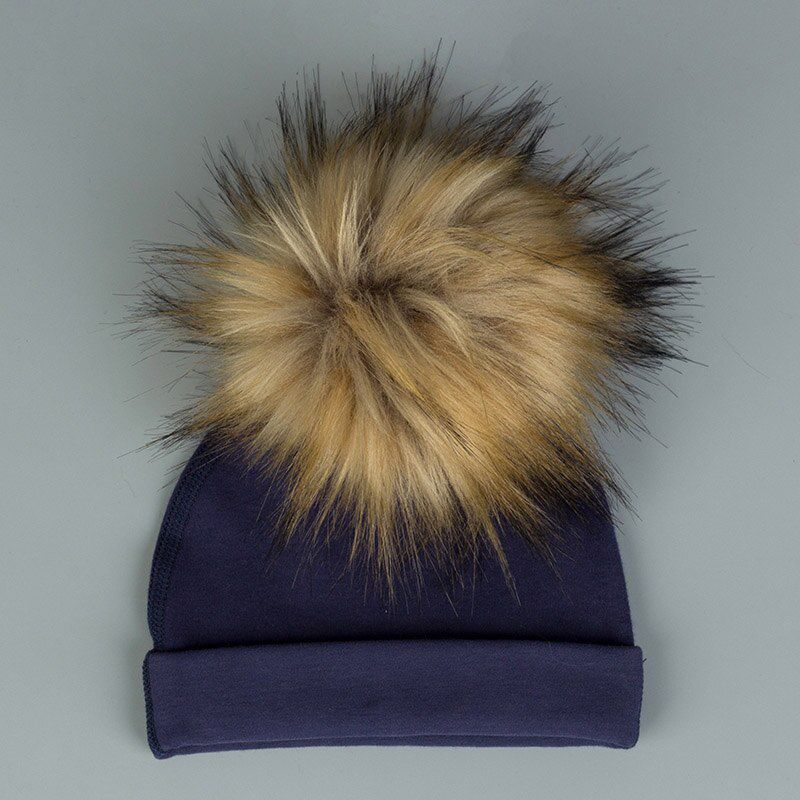Geebro Newborn Baby Girls Boys Winter Warm Hats With Pom Pom Fur Balls Flanging For Toddler Cotton Caps Hat DK937
