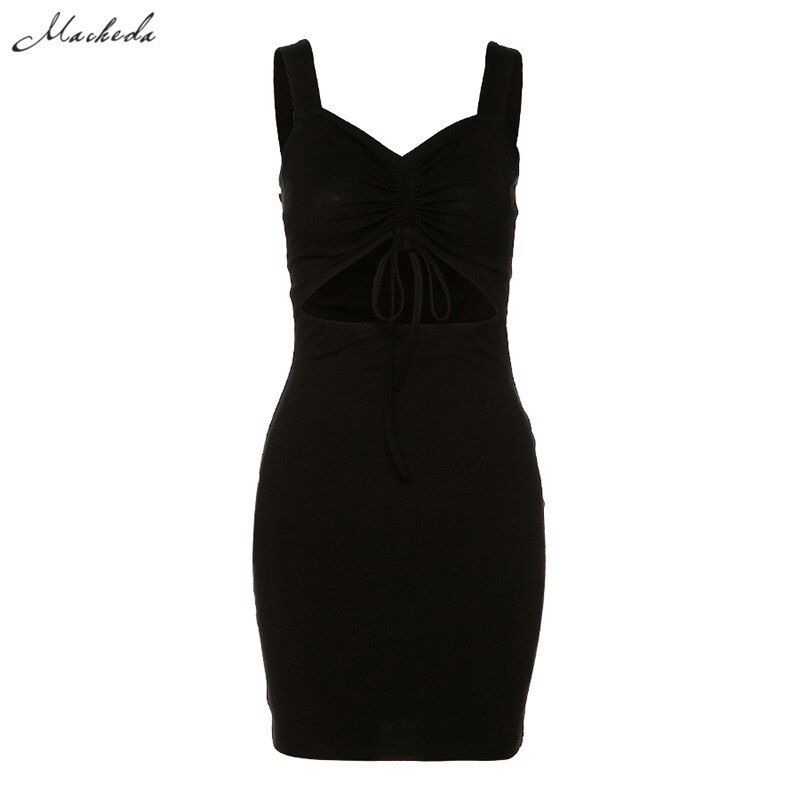 Macheda WomenDress Spring Summer Hollow Out Sleeveless Slim Clothing New Lady Casual Mini Dresses Mujer