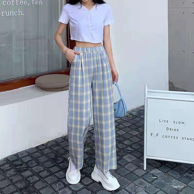 Lucyever Oversize 3XL Plaid Pants Women Retro Casual Loose Wide Leg Trousers -hop All-match Uni Streetwear Pants