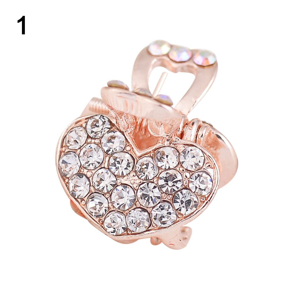 Women Mini Rhinestones Heart Hairpins Hair Clip Accessory Jewelry Headdress