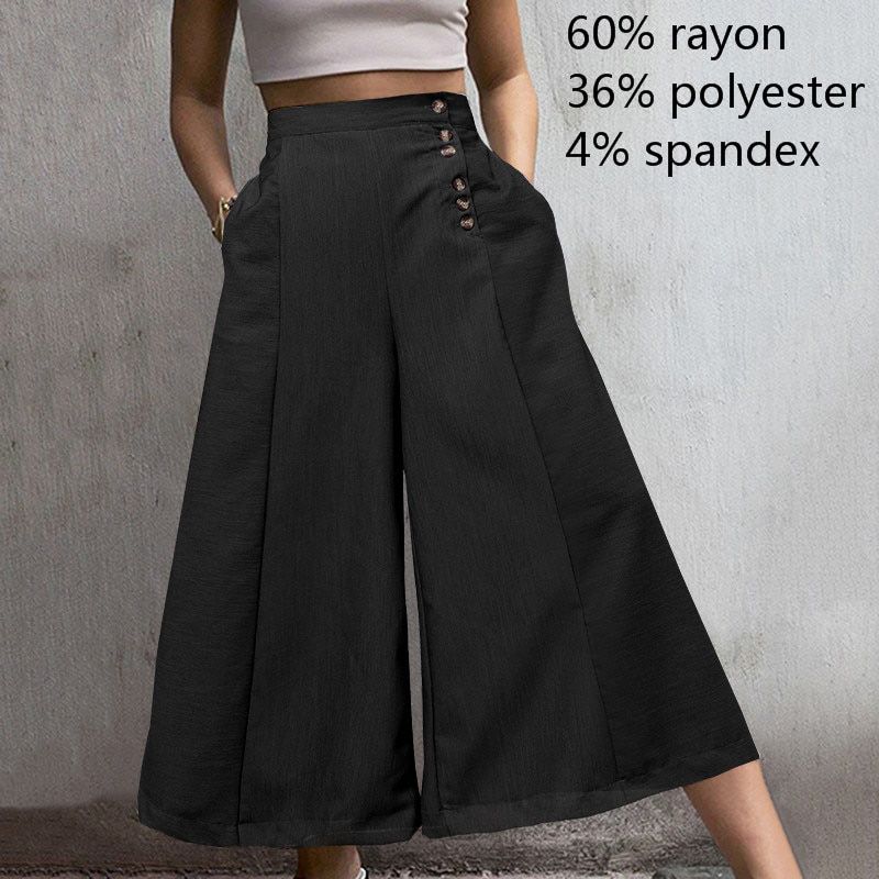 Celmia Fashion Women High Waist Striped Pants Autumn Vintage Wide Leg Trousers Casual Buttons Loose Elegant OL Party Pants
