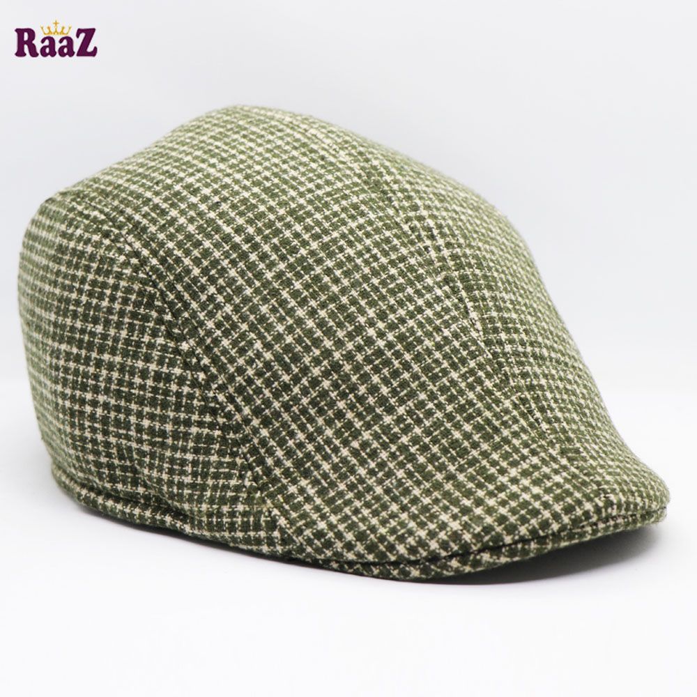 New Style Men's Wool Striped Beret Outdoor Sports Sunshade Golf Cap Driving Flat Cap Men and Women Warm Newsboy Caps (Green)