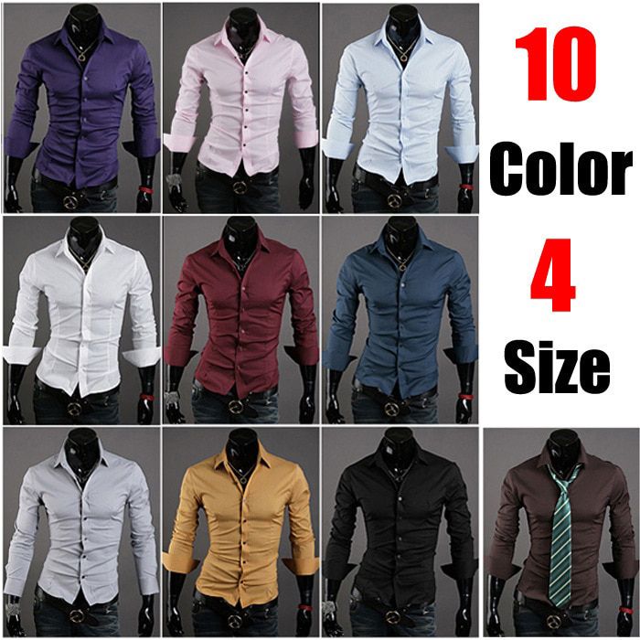 10 new special VSKA solid color men's wild Slim casual long-sleeved shirt 5922