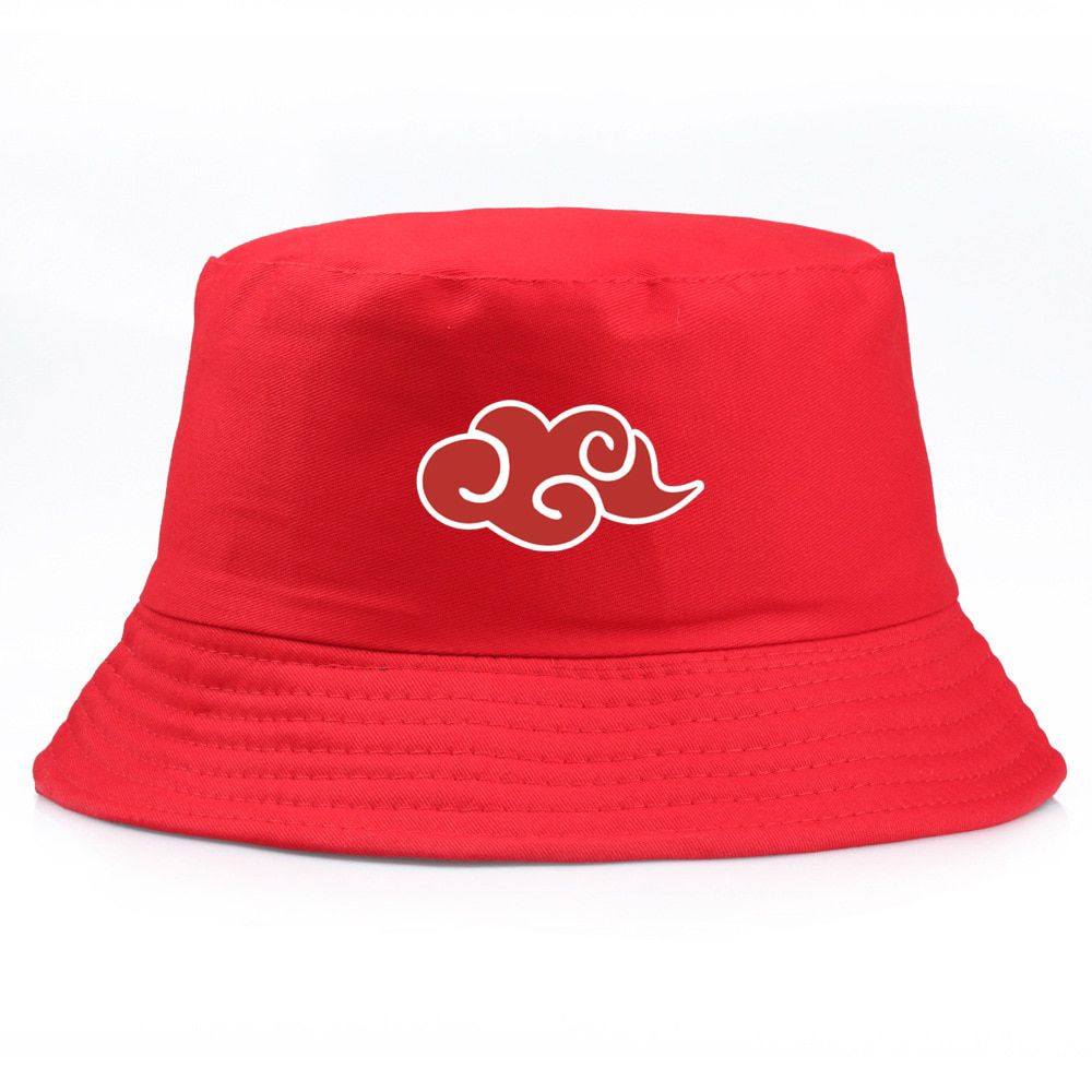 Fashion Printed Bucket Hats for Women Men Summer Outdoor Red Cloud Fisherman Cap Cotton Japanese Anime Akatsuki Panama Flat Hats