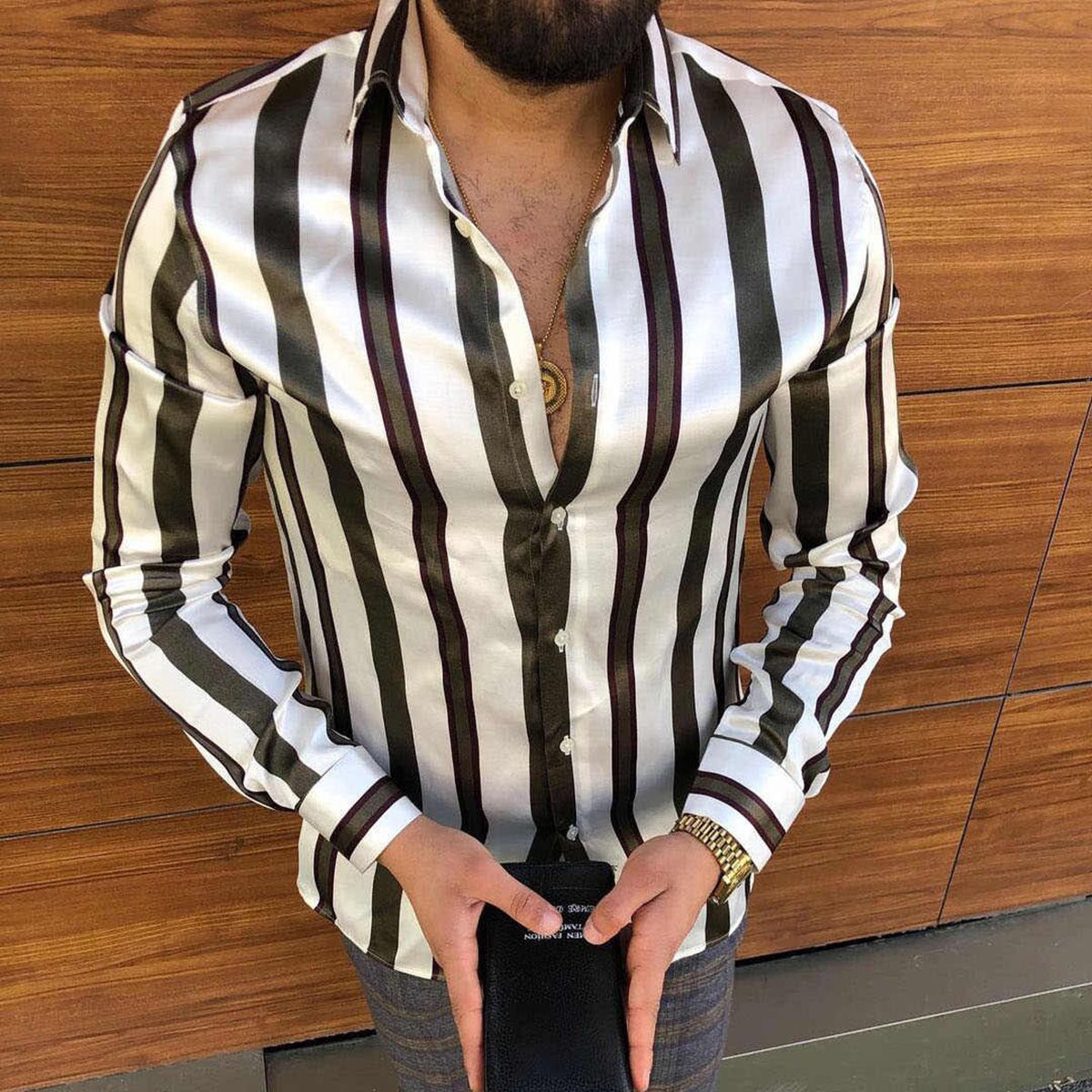 2021  Autumn Men's Long-Sleeved Shirts Casual Fashion Printed Single-ed Cardigan Dinner Party Shirts EUR Size M-3X