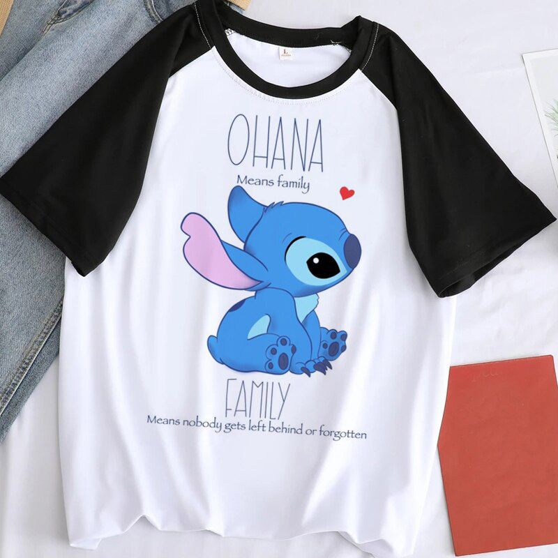 Hot Disney Cartoon Lilo Stitch T Shirt Men Funny Stitch Ohana Graphic Tees Unisex Tops Kawaii Anime Harajuku Grunge T-shirt Male