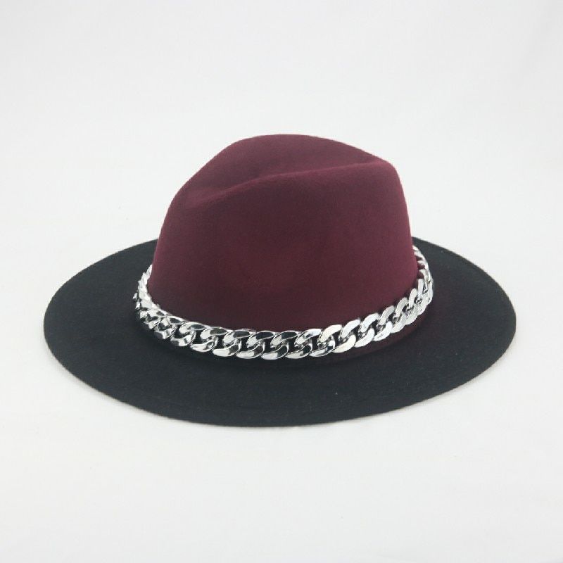 Hats for Women Fedoras Gradient Color Church Panama Vintage Chain Men's Hat Felted Jazz Cap Wedding Women Hat SombrDe Mujer