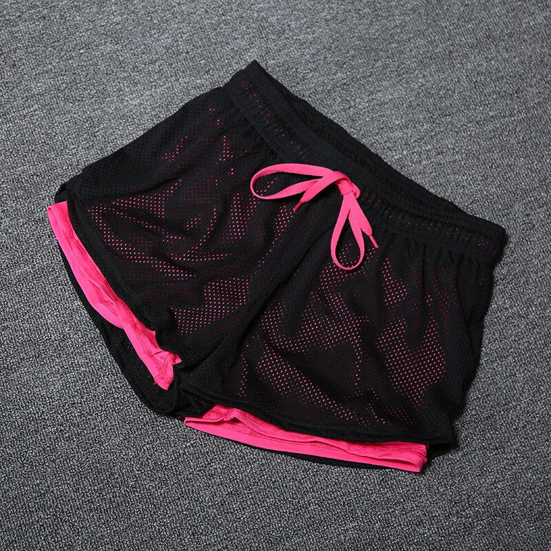 Yoga Shorts Women Fitness Top Double Layered Spandex Elastic run Running Workout Shorts Leggings for Ladies Gym Sport Short Pant