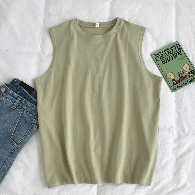 Men TaTops Solid Cotton Oversize 3XL -p Ins Cozy Bodybuilding Summer Sleeveless  Baggy Breathable Simple Tees Casual