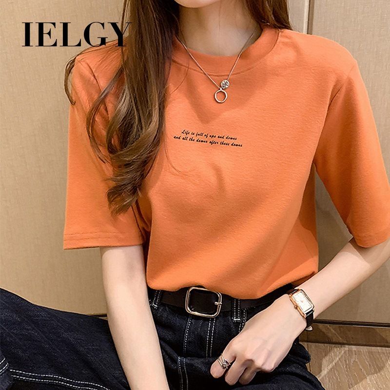IELGY Korean version of loose letters printed short-sleeved T-shirt female student top clothes women