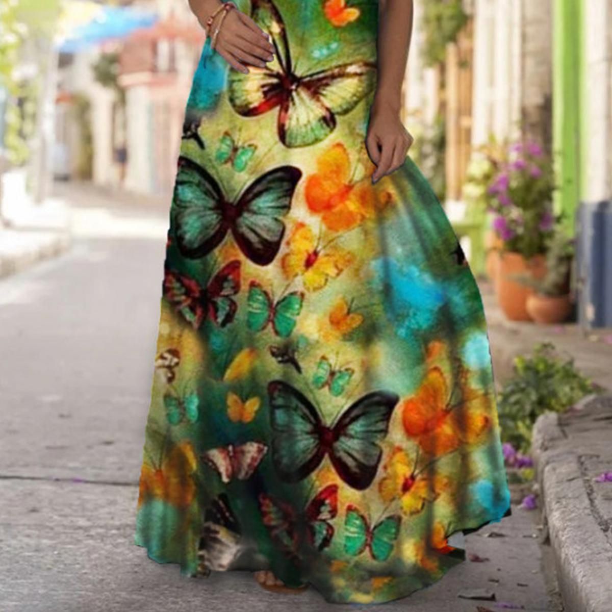 Sunnyheart Dress 3D Butterflies Print Tament Sleeveless Camisole Dress
