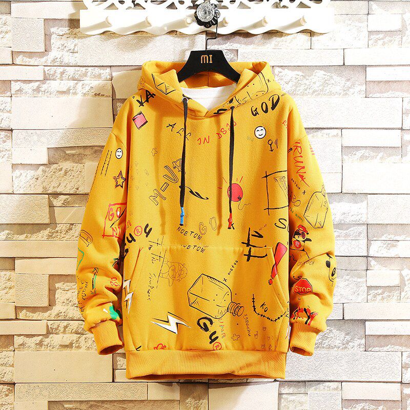 Autumn Spring Black Patchwork Hoodies MEN'S Sweatshirts Hiphop Punk Streetwear Casual Pullover