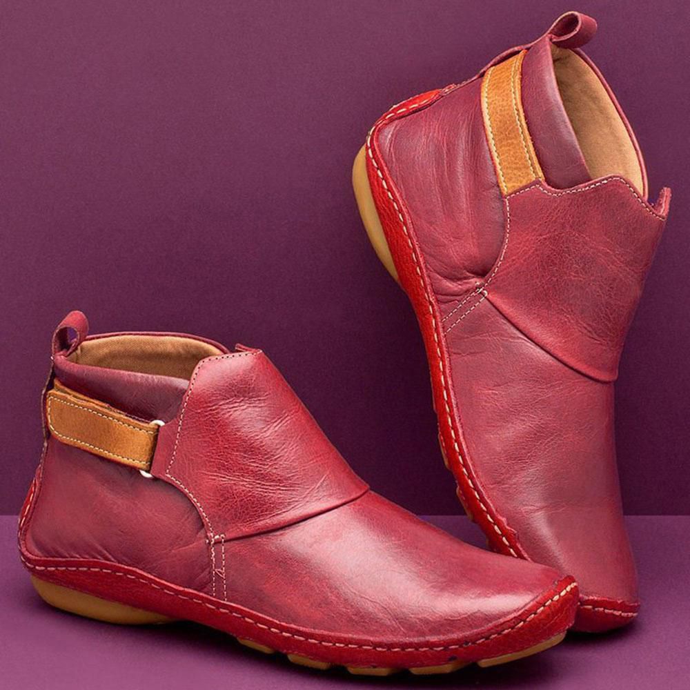 Fashion Women Autumn Leather Boots Fashion Flat Shoes Martin Short Boots Female Retro Non-Slip Casual Women Shoes Woman Shoes