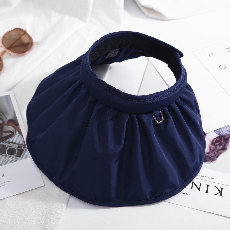 Summer Foldable Visors Cap Wide Large Brim Beach Sun Hats For Women Empty Top Sunscreen Shading Hat Hair Accessories Dual-Use