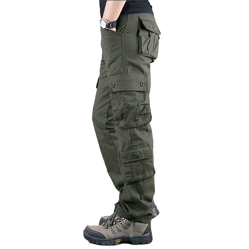 Spring Autumn Mens Cargo Pants Multicket Khaki Trousers Casual  Cotton Pants Men Plus Size Pantalon Cargo Homme