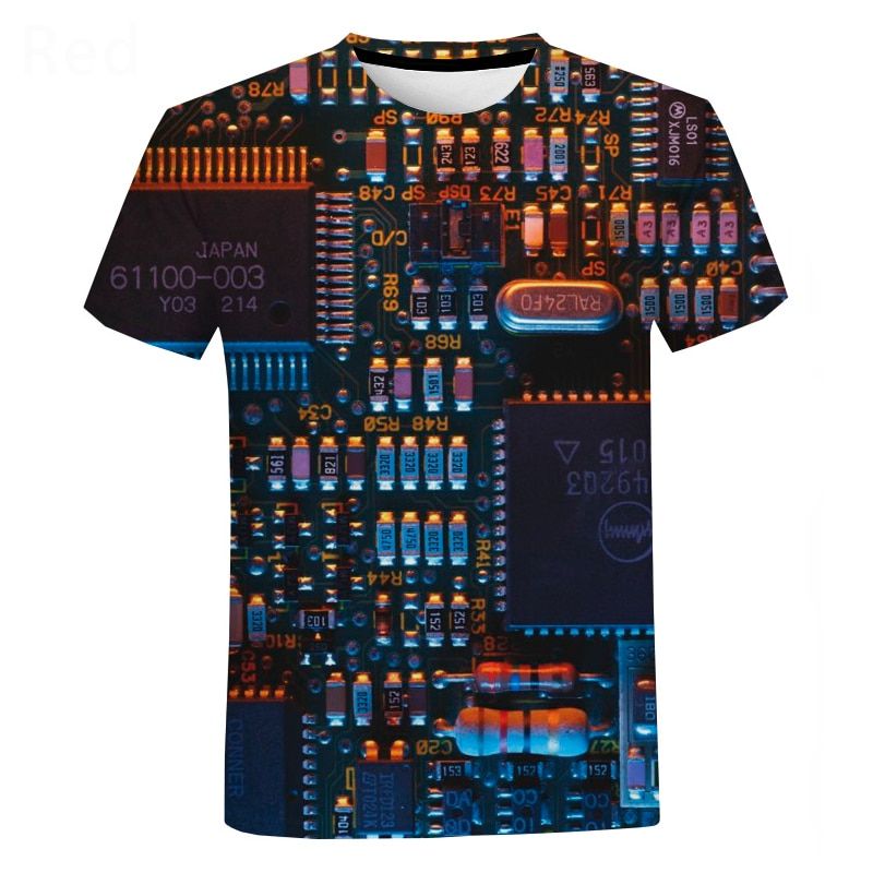 Electronic C3D Printed T-shirt 2022 Fashion Cool Circuit Board Tshirt Men Women Harajuku Streetwear Oversized Tops