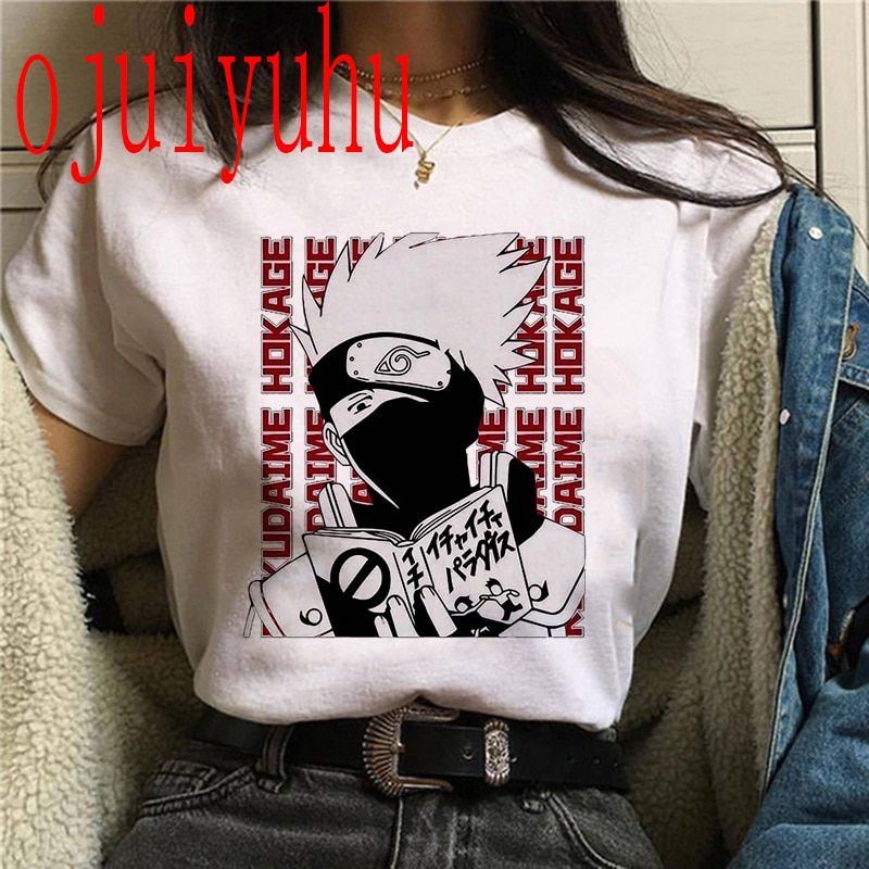 Jnese Anime Cartoon Tshirt Akatsuki Graphic Tees Kawaii Tops Cartoon Sasuke T Shirt Itachi Funny Kakashi T-shirt Manga Women